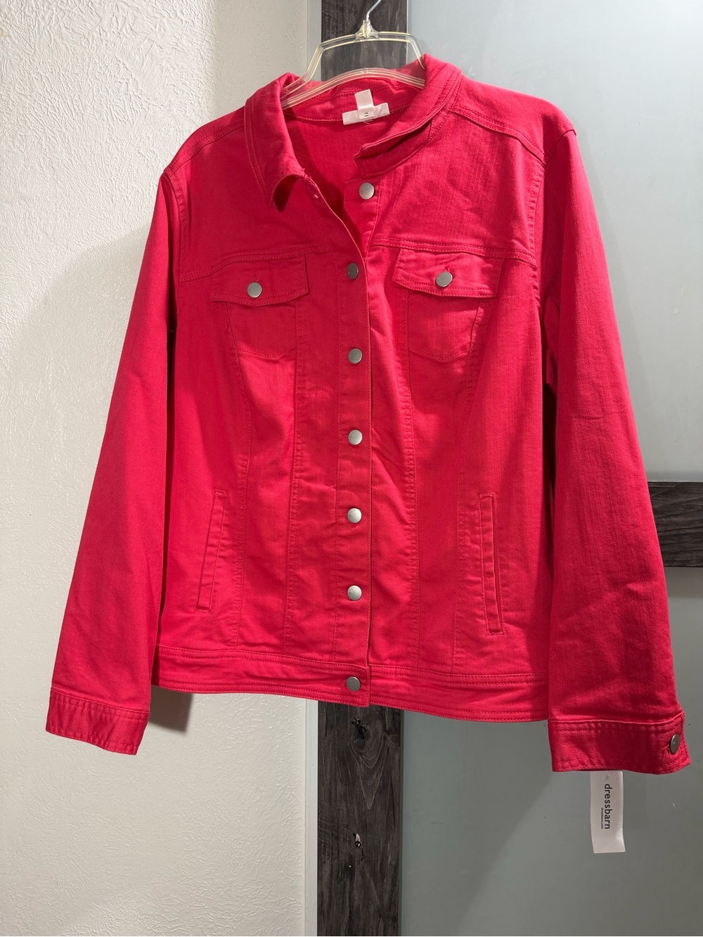 Westport Bright Red Button-Front Jean Jacket